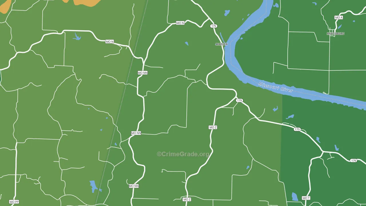 Marion, MO Map of Burglary Rates