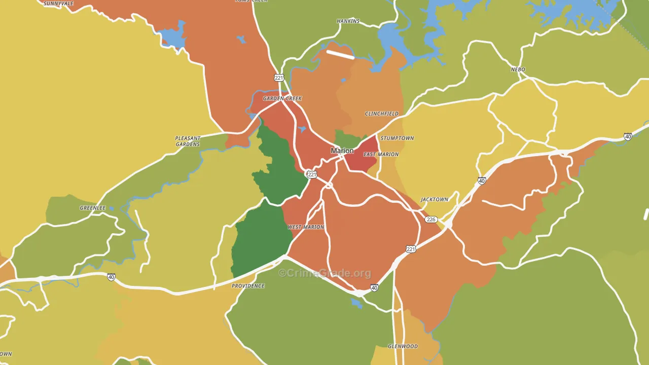 Marion, NC Map of Burglary Rates