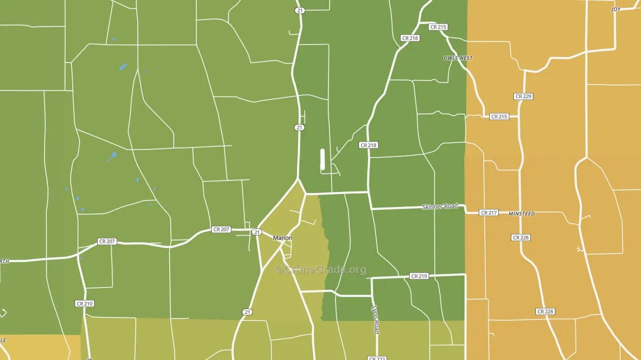 Marion, NY Map of Burglary Rates