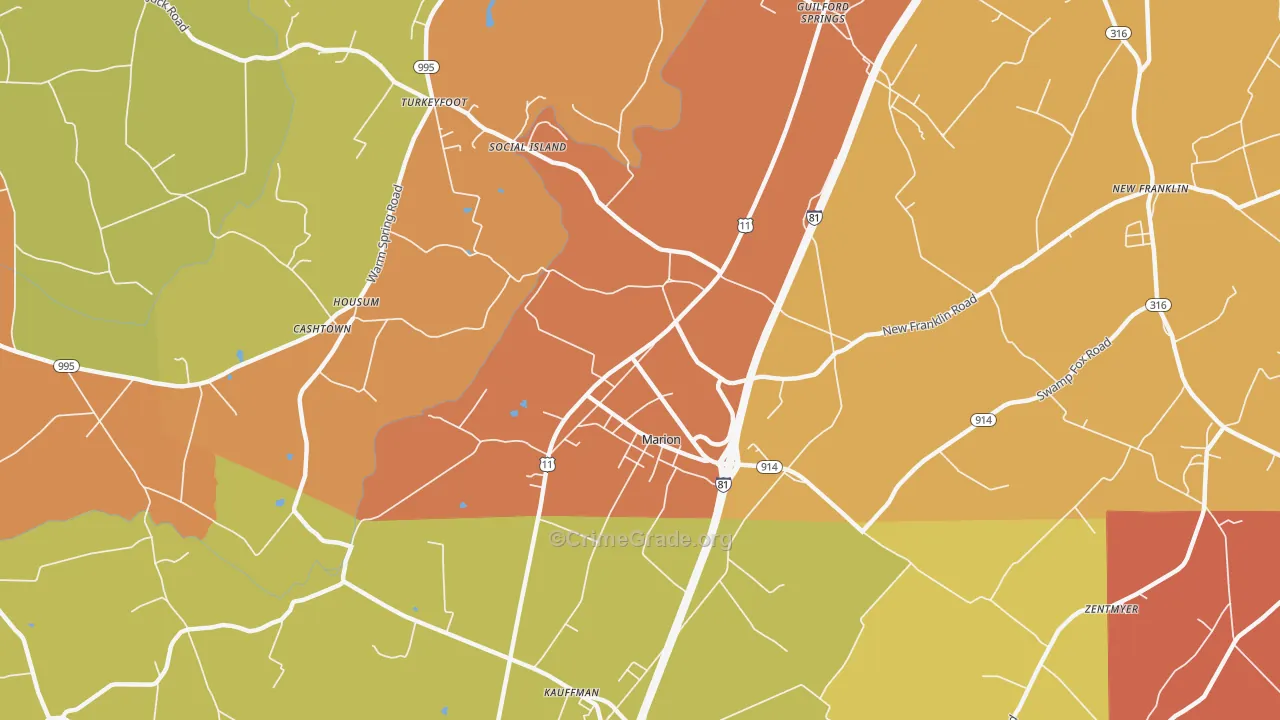 Marion, PA Map of Burglary Rates