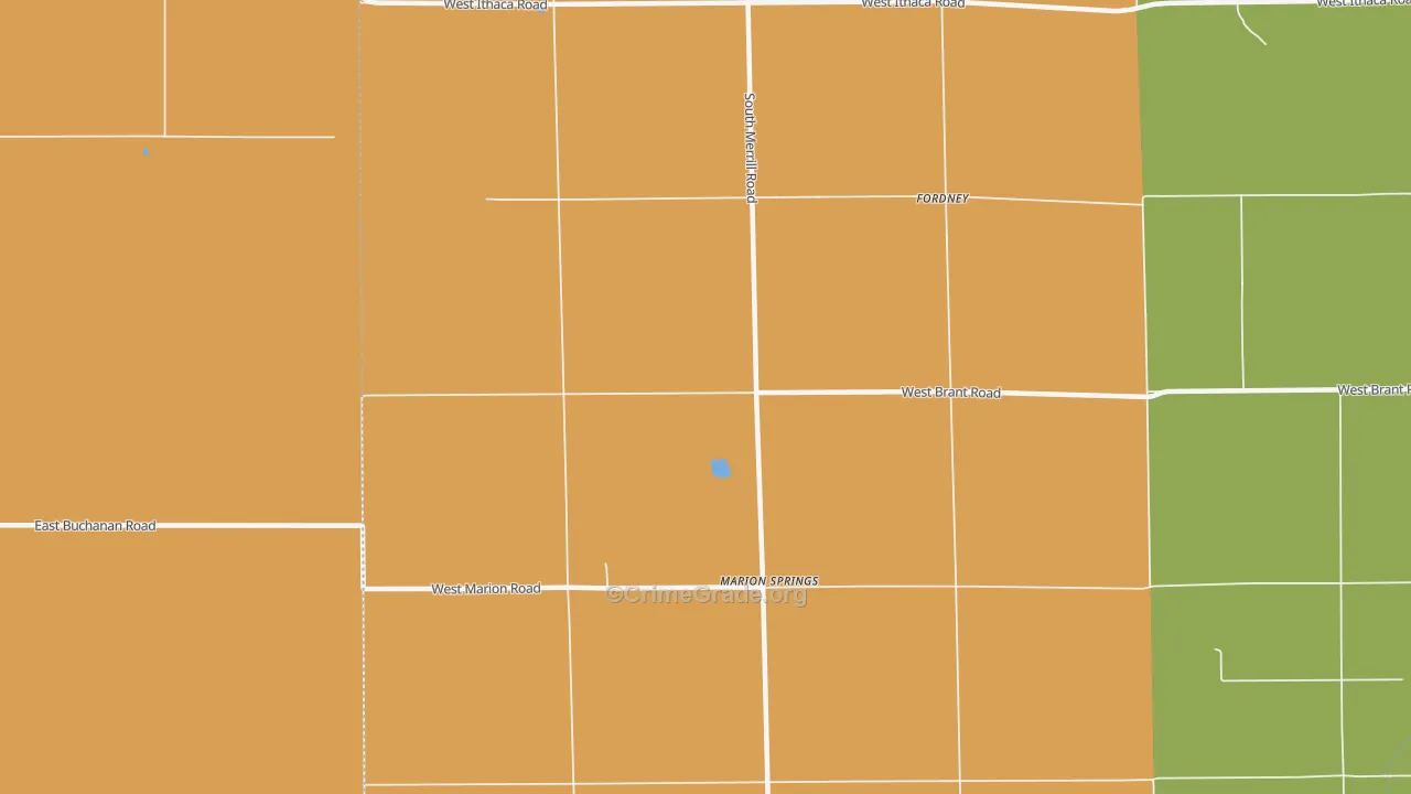 Marion Springs, MI Map of Burglary Rates