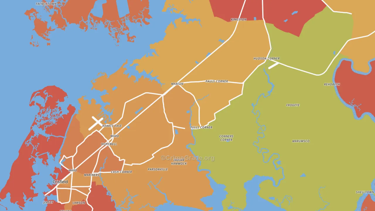 Marion Station, MD Map of Burglary Rates