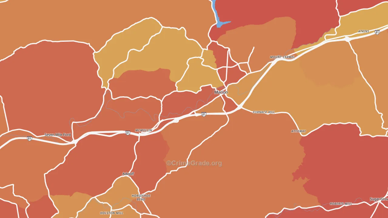 Marion, VA Map of Burglary Rates