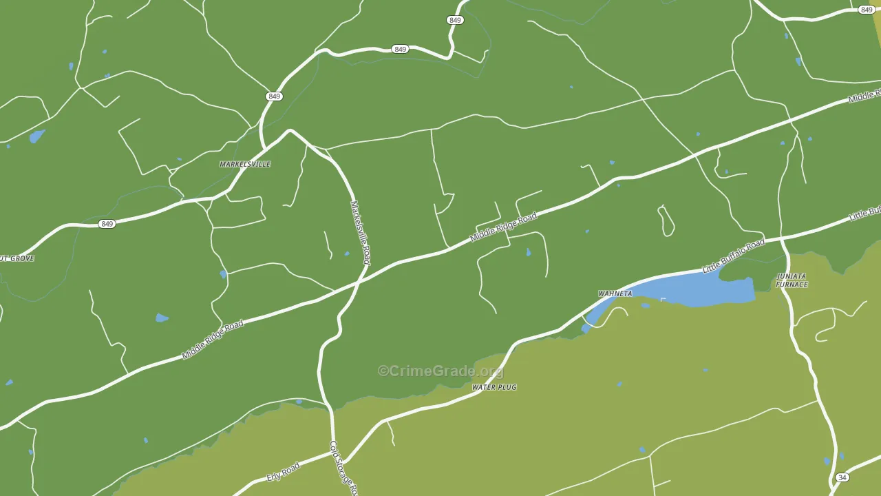 Markelsville, PA Map of Burglary Rates