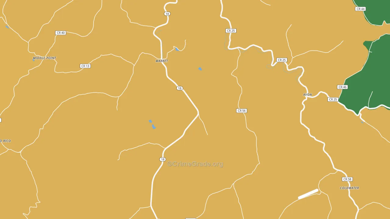 Market, WV Map of Burglary Rates