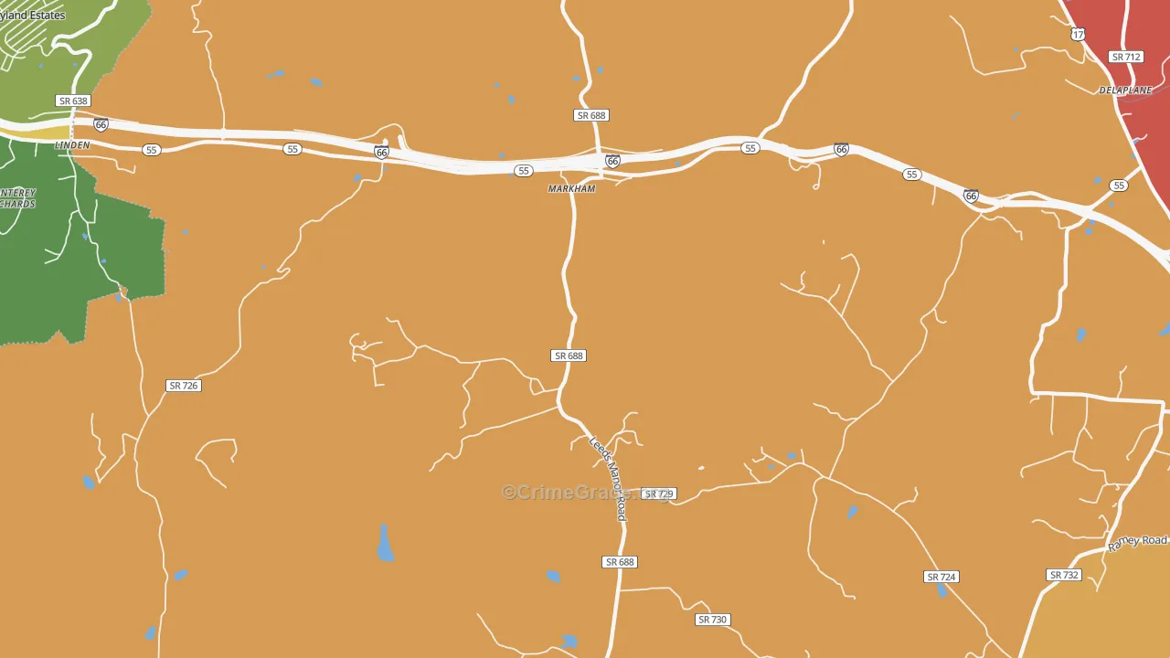 Markham, VA Map of Burglary Rates