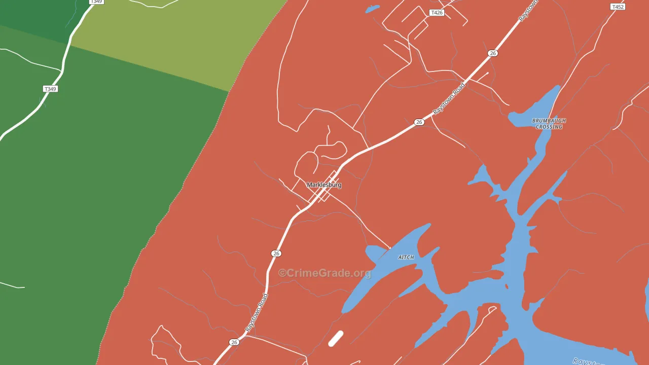 Marklesburg, PA Map of Burglary Rates