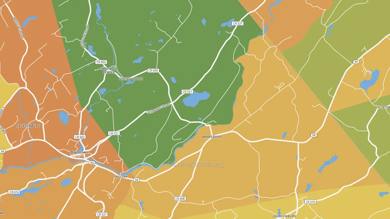 Marksboro, NJ Map of Burglary Rates