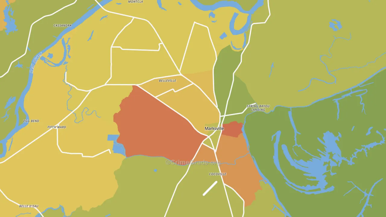 Marksville, LA Map of Burglary Rates