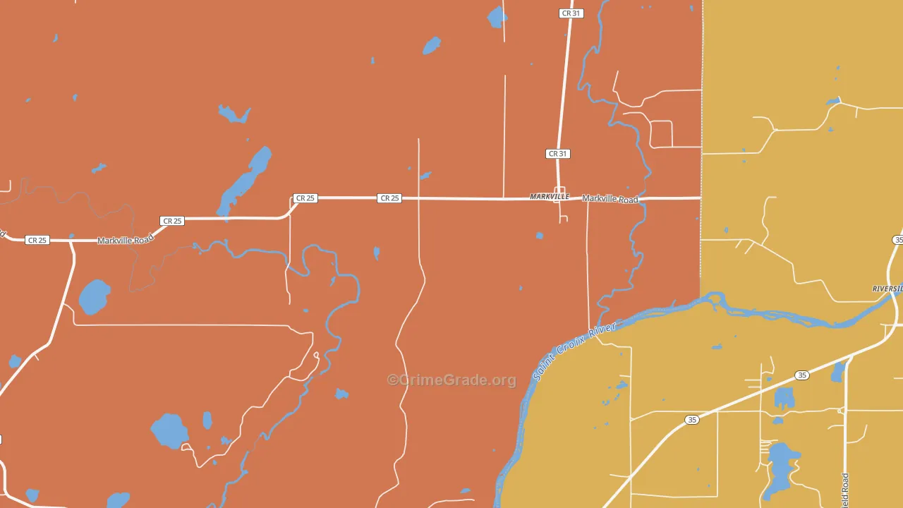 Markville, MN Map of Burglary Rates