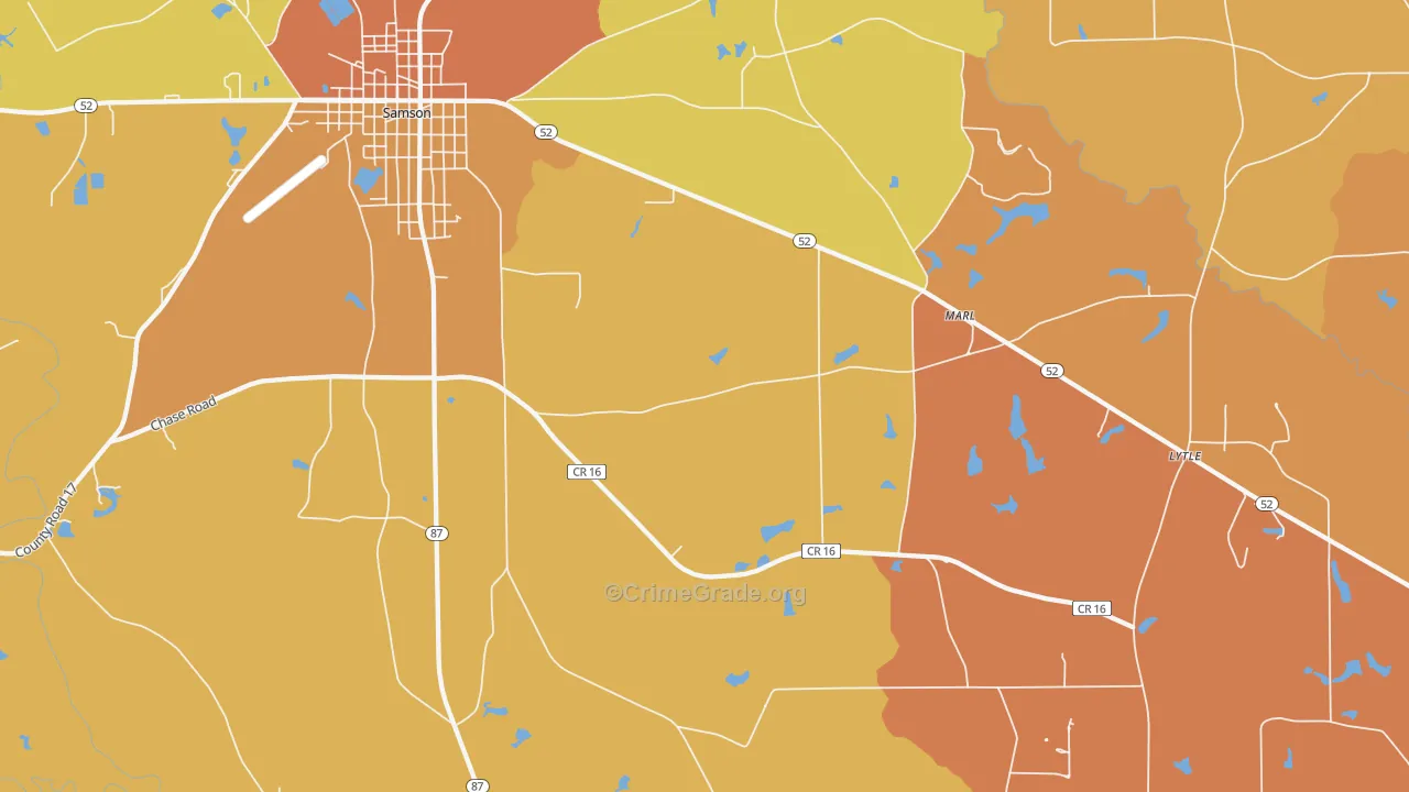 Marl, AL Map of Burglary Rates