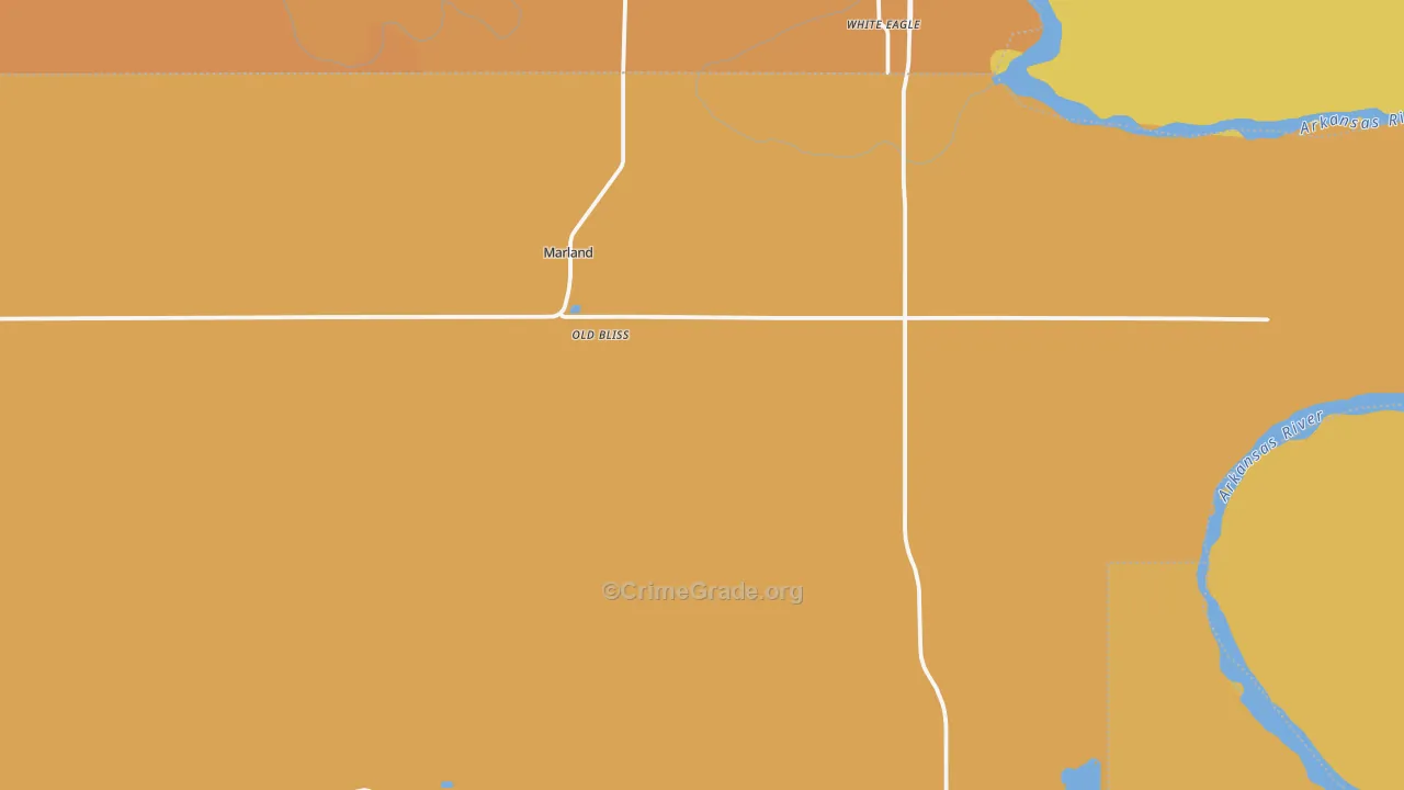 Marland, OK Map of Burglary Rates