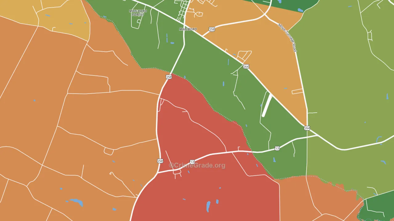 Marlboro, NC Map of Burglary Rates
