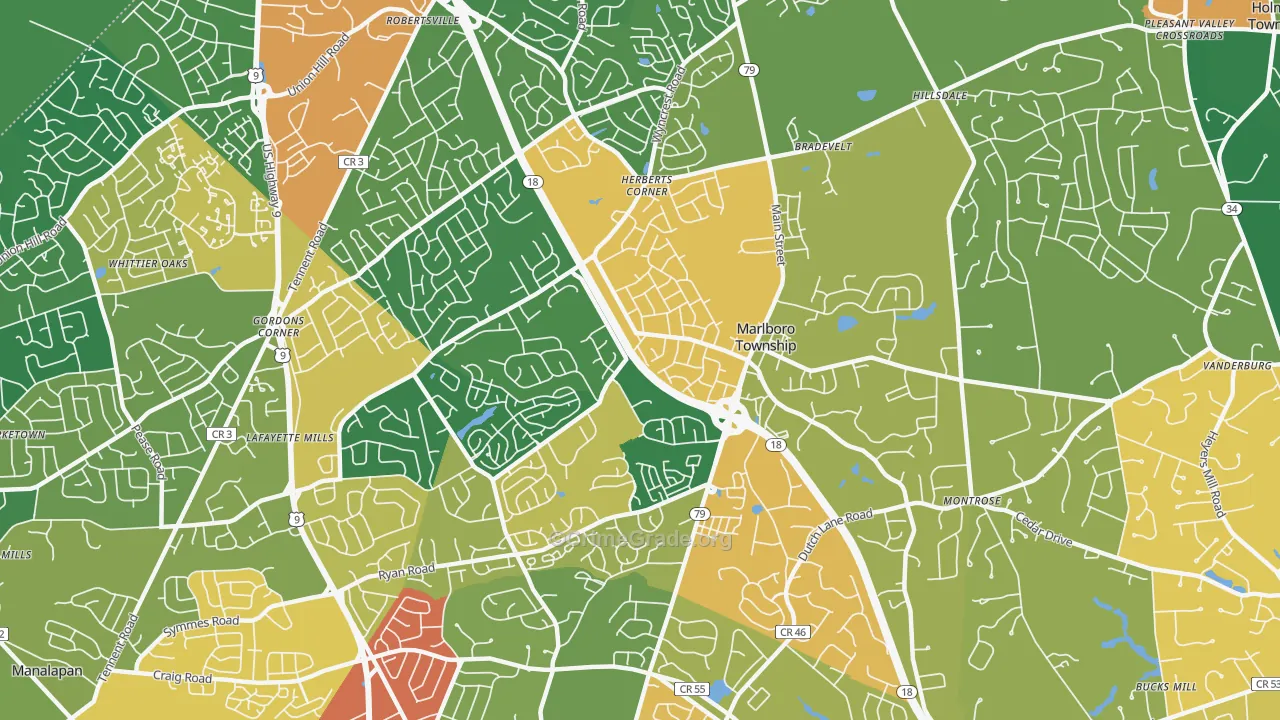 Marlboro, NJ Map of Burglary Rates