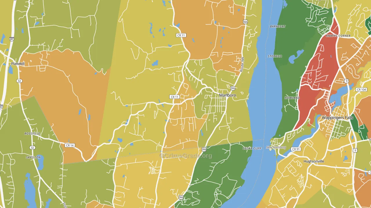 Marlboro, NY Map of Burglary Rates