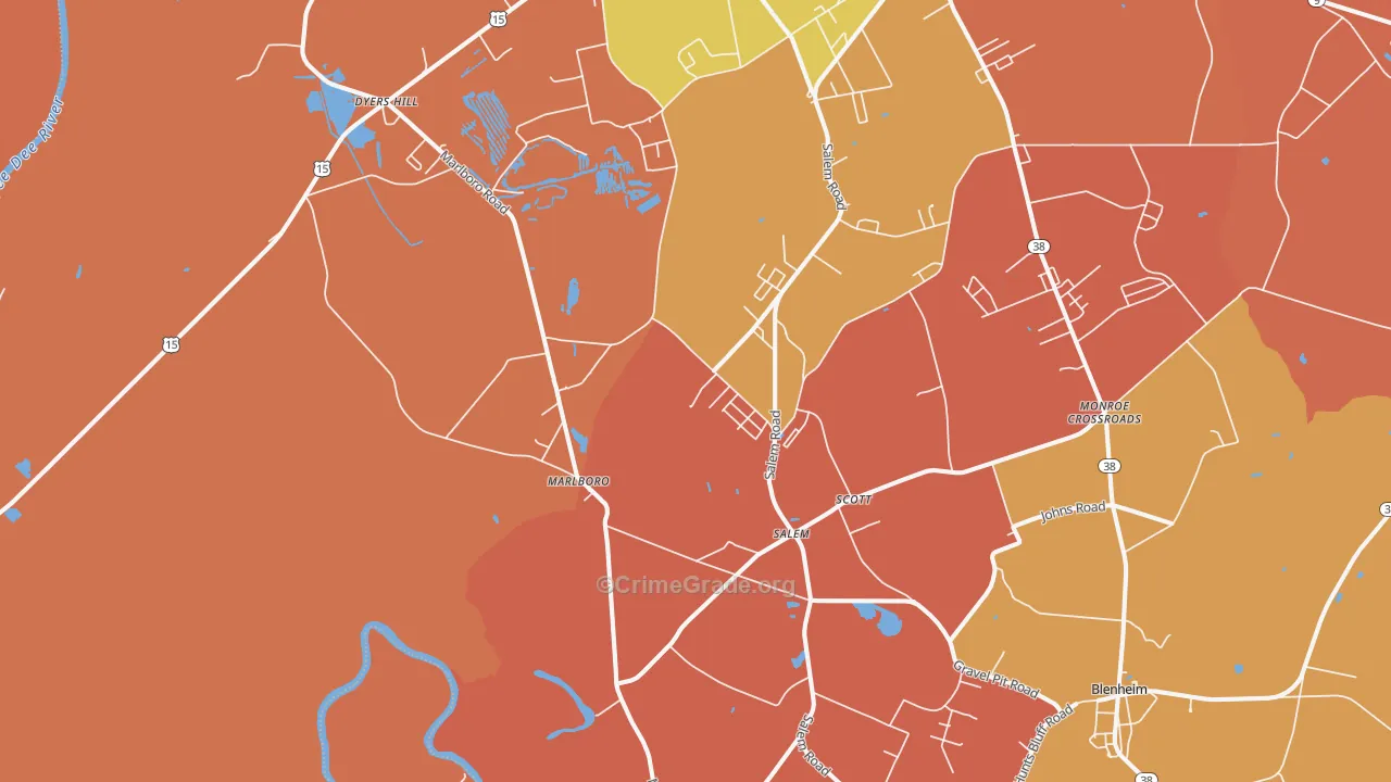 Marlboro, SC Map of Burglary Rates