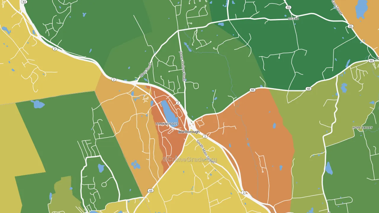 Marlborough, CT Map of Burglary Rates