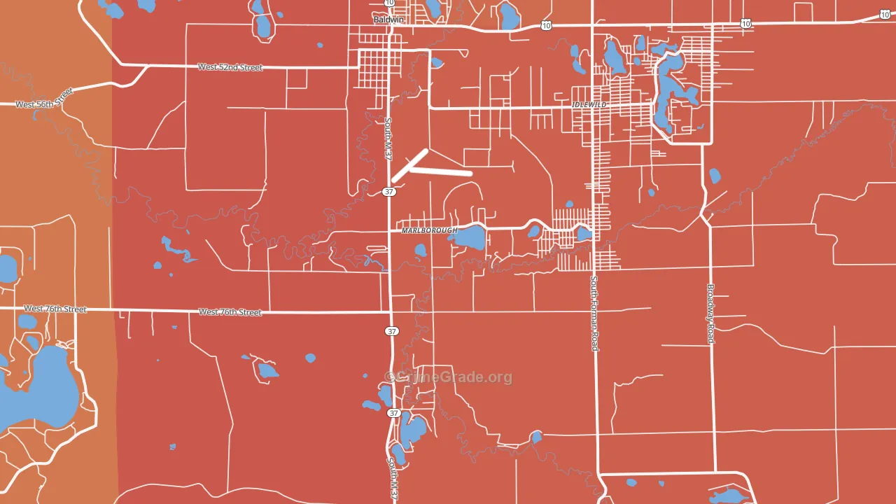 Marlborough, MI Map of Burglary Rates