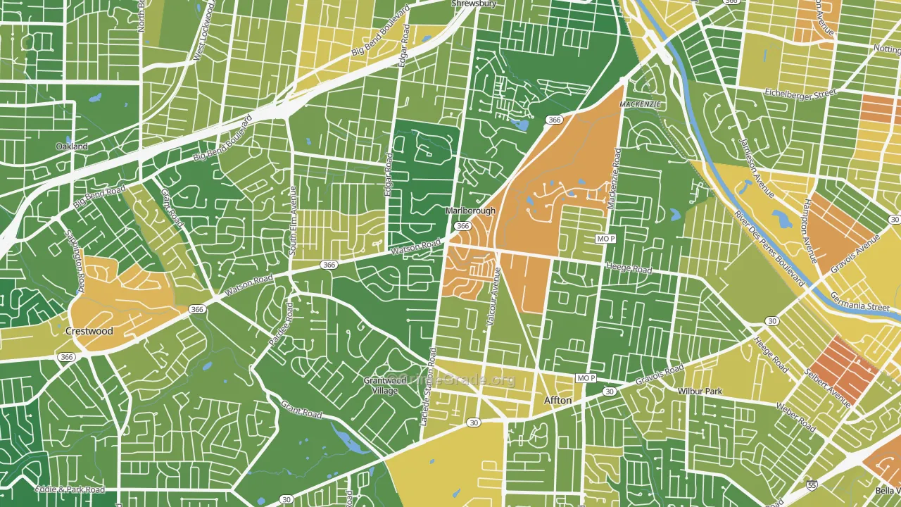 Marlborough, MO Map of Burglary Rates