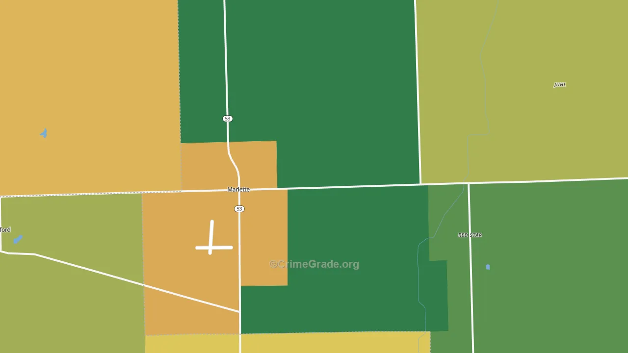 Marlette, MI Map of Burglary Rates