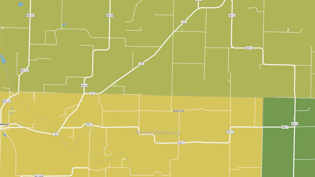 Marling, MO Map of Burglary Rates