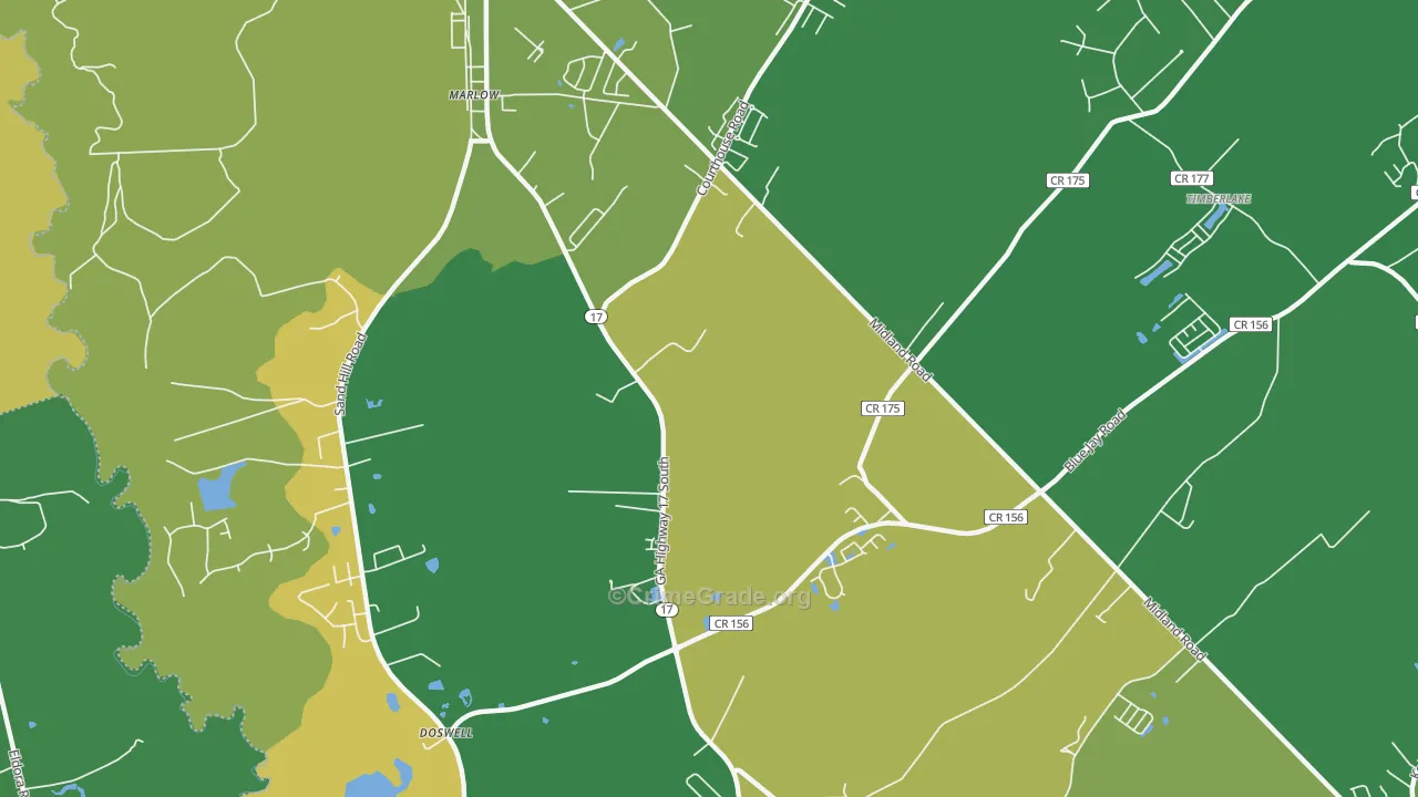 Marlow, GA Map of Burglary Rates