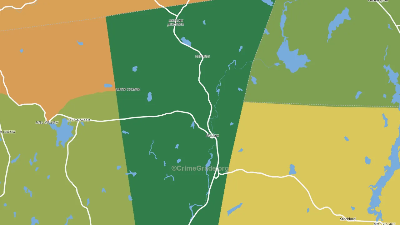 Marlow, NH Map of Burglary Rates