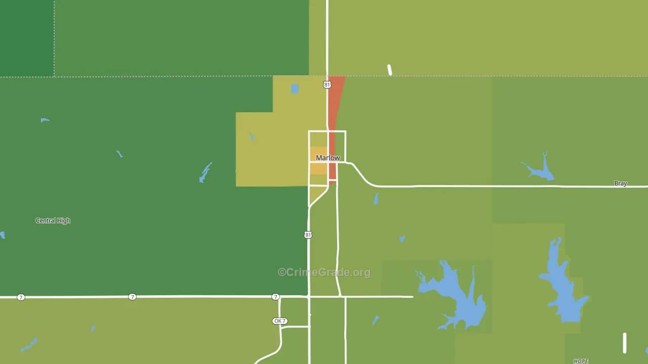 Marlow, OK Map of Burglary Rates