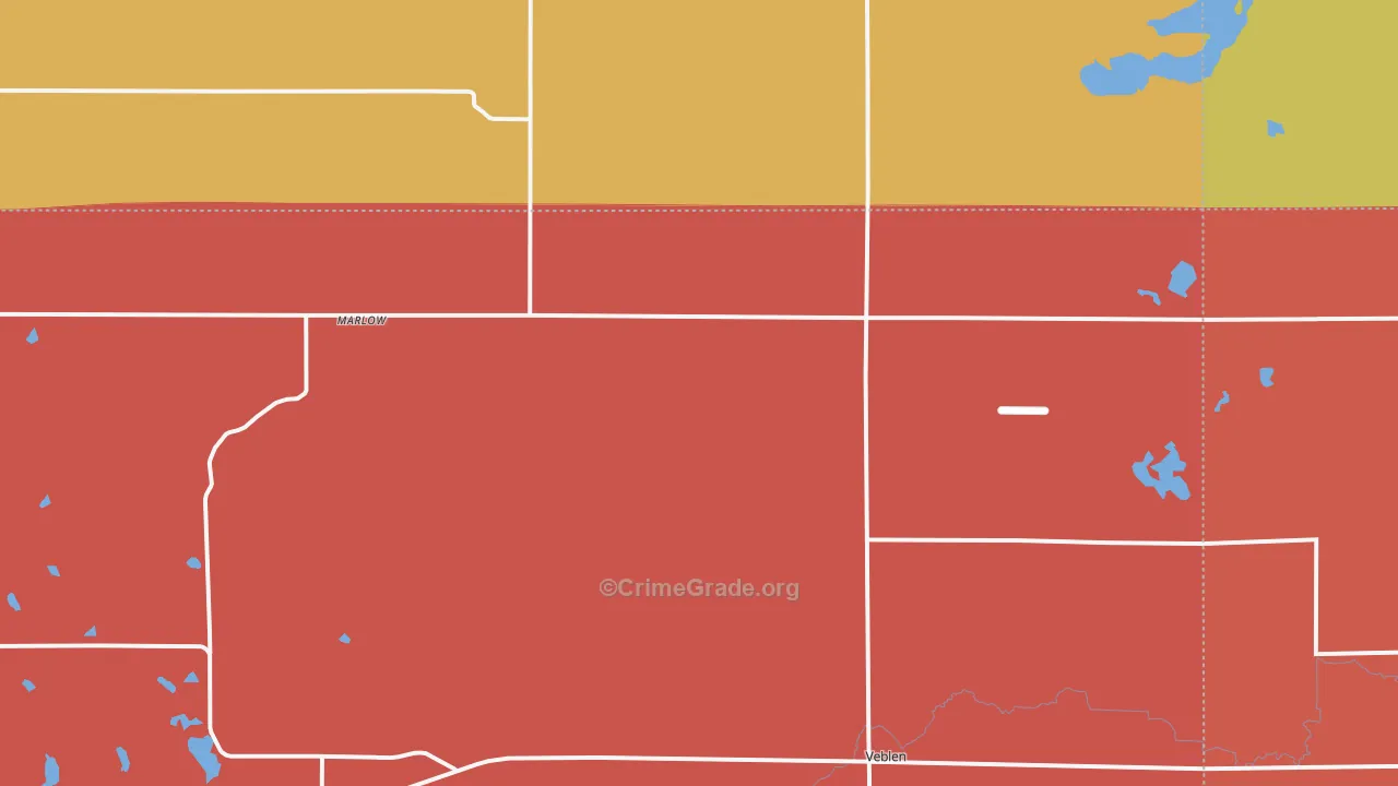 Marlow, SD Map of Burglary Rates