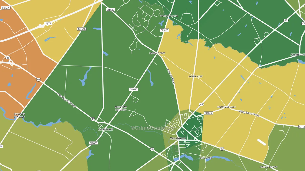 Marlton Heights, NJ Map of Burglary Rates