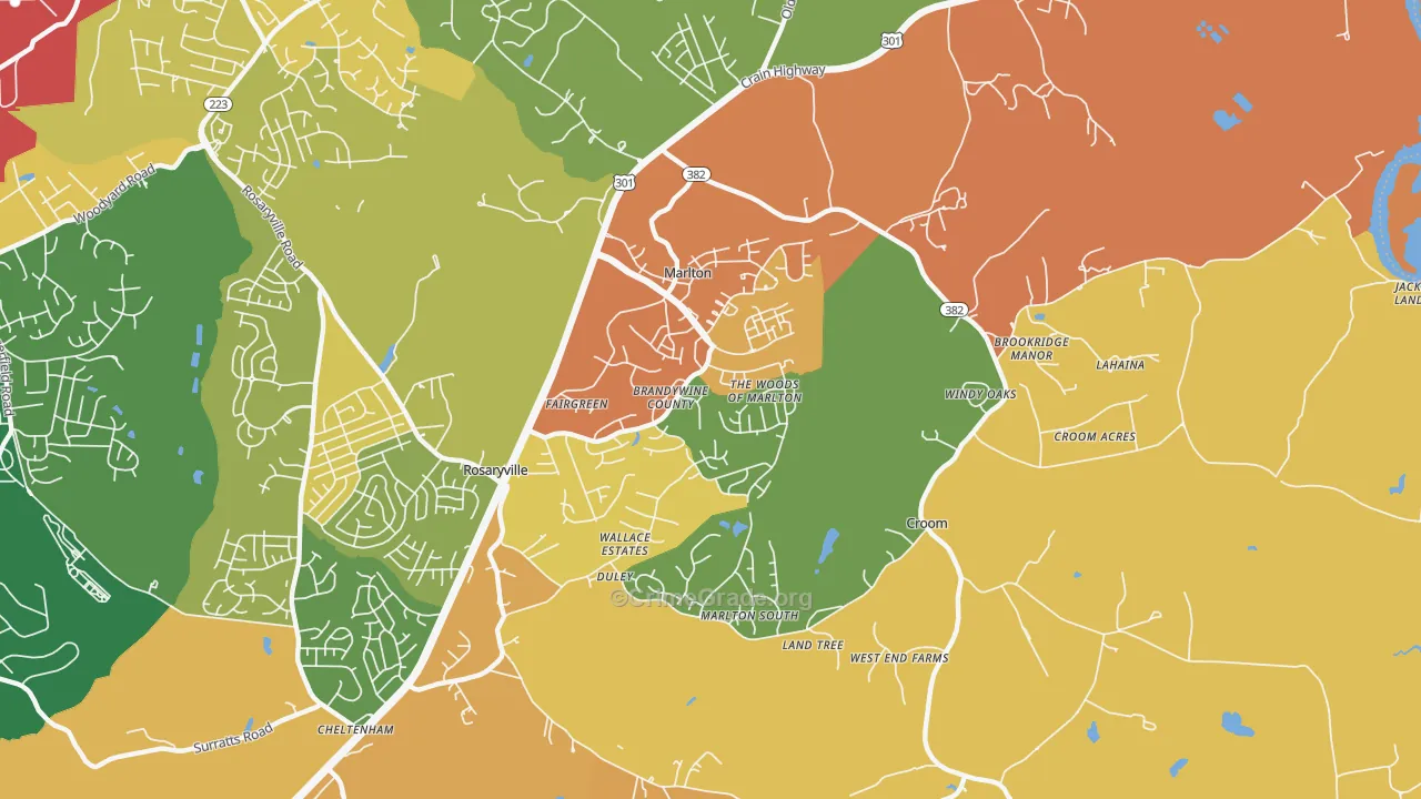 Marlton, MD Map of Burglary Rates