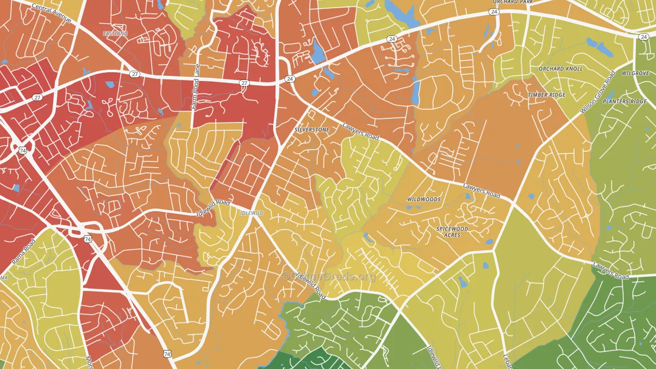 Marlwood, Charlotte, NC Map of Burglary Rates