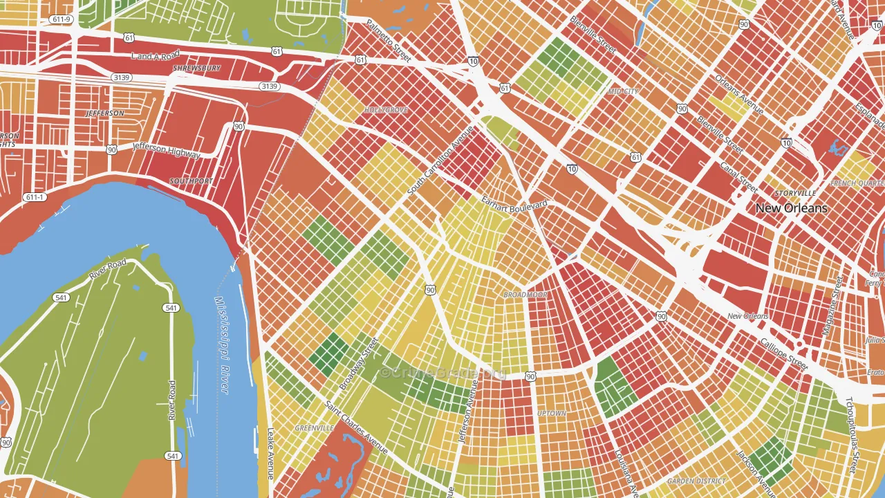 Marlyville, New Orleans, LA Map of Burglary Rates