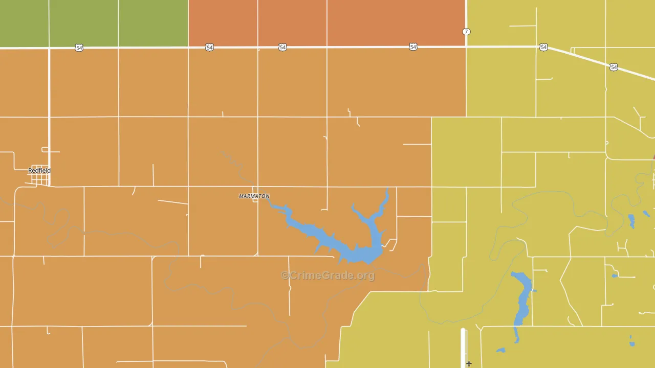 Marmaton, KS Map of Burglary Rates