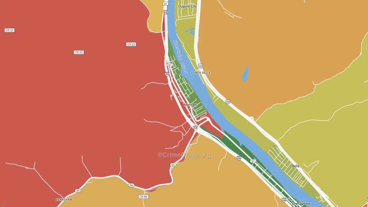 Marmet, WV Map of Burglary Rates