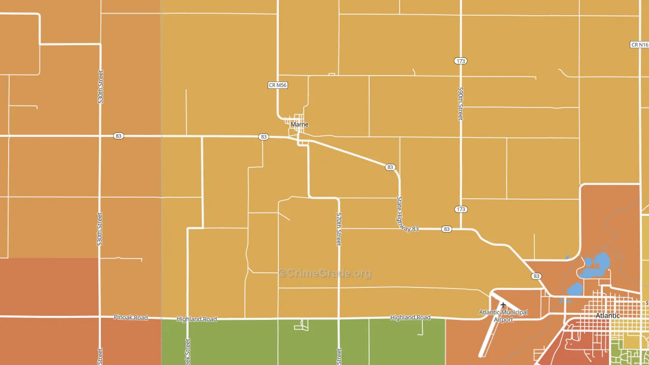 Marne, IA Map of Burglary Rates