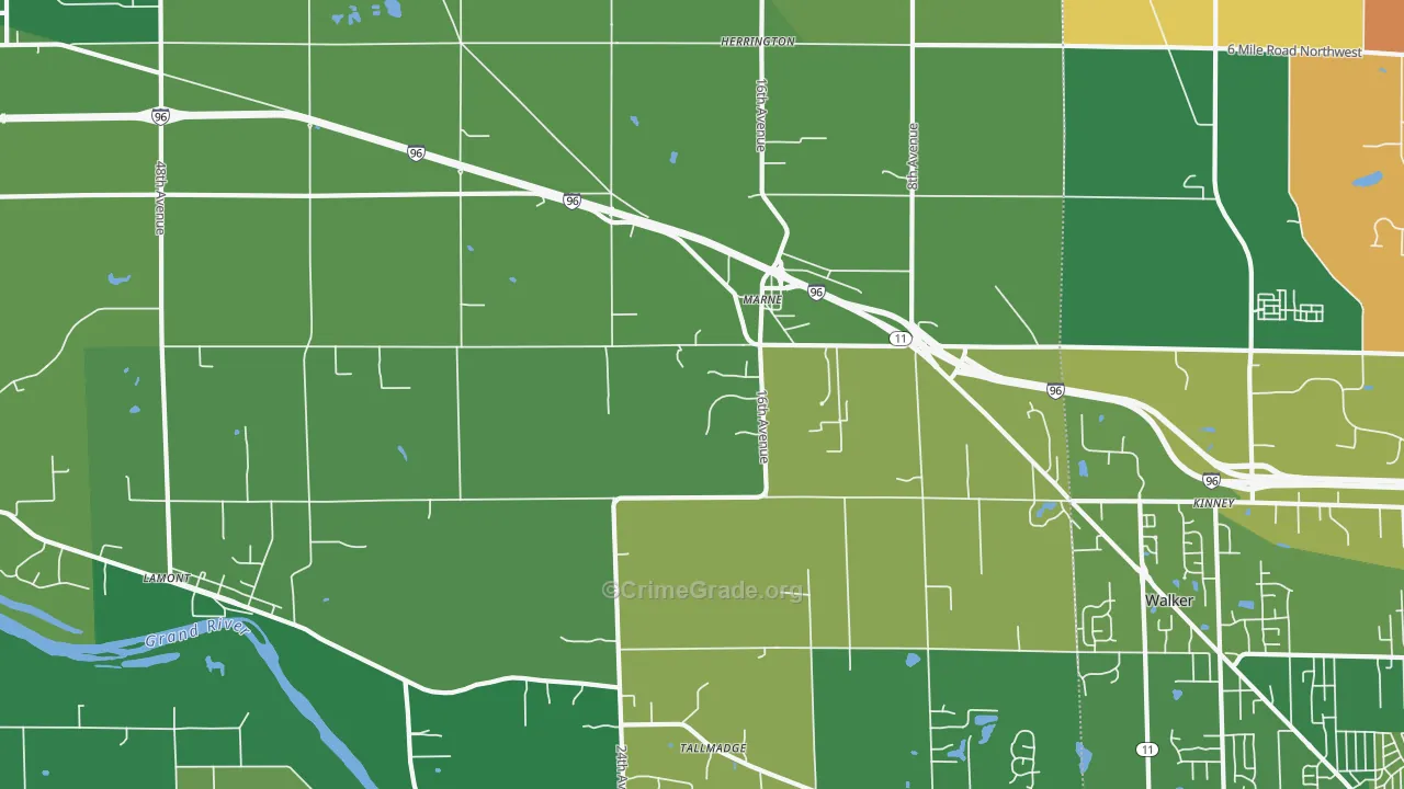 Marne, MI Map of Burglary Rates