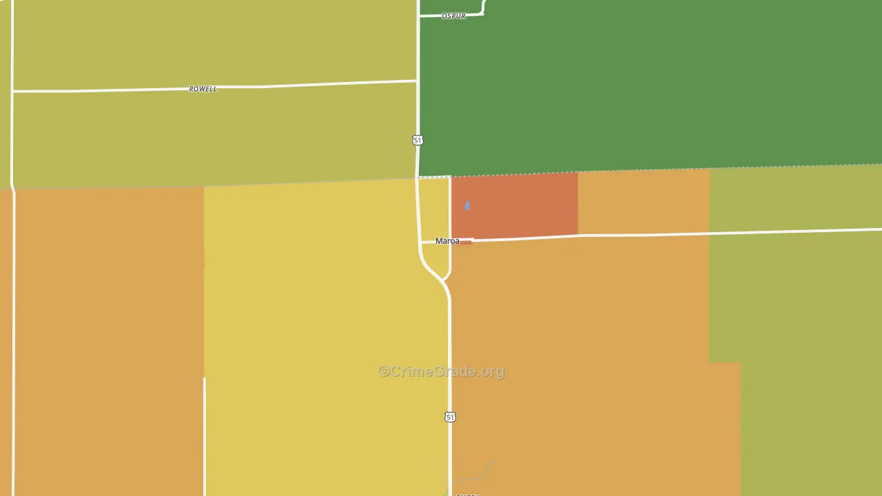 Maroa, IL Map of Burglary Rates