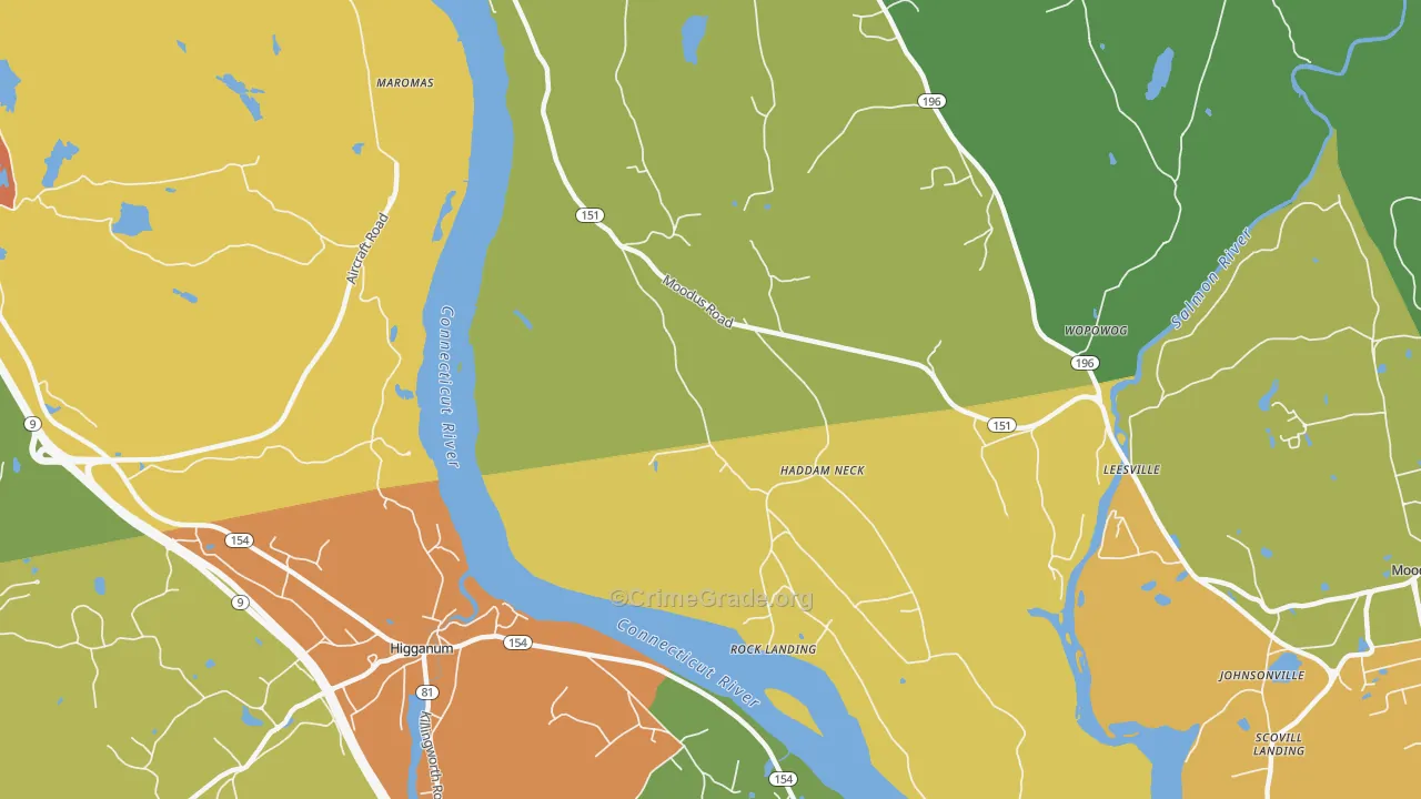 Maromas, CT Map of Burglary Rates