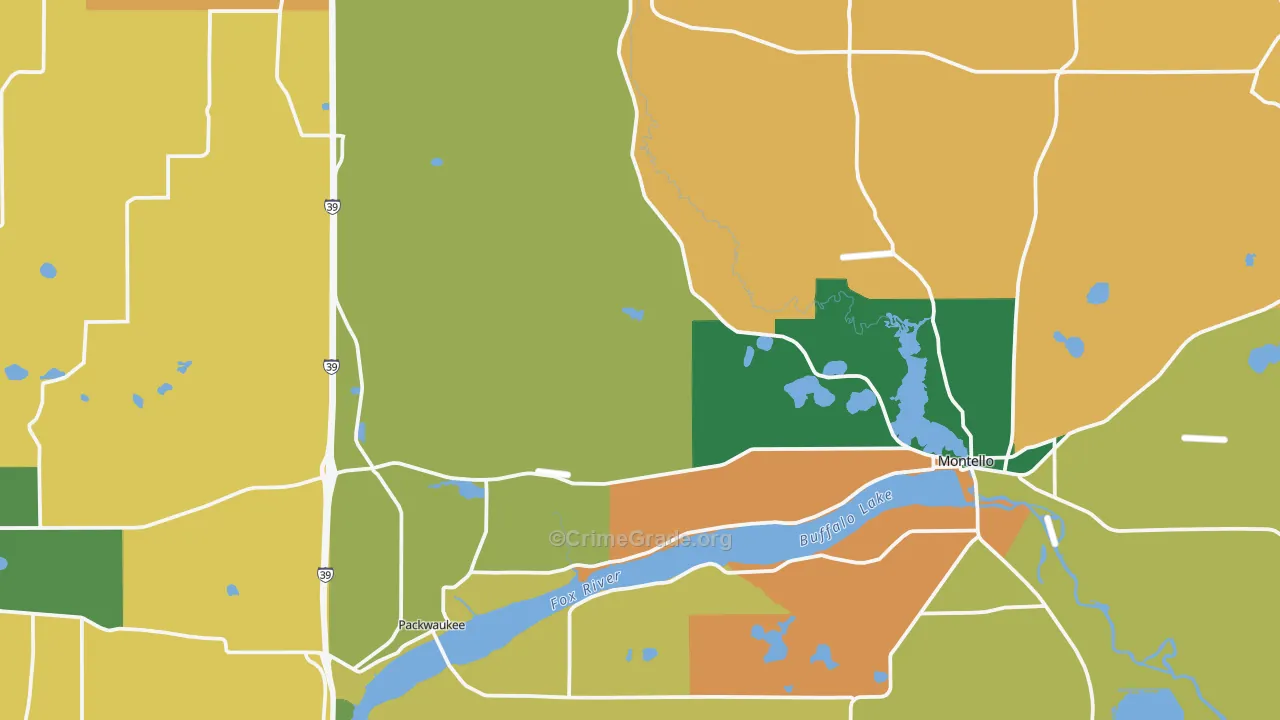 Marquette County, WI Map of Burglary Rates