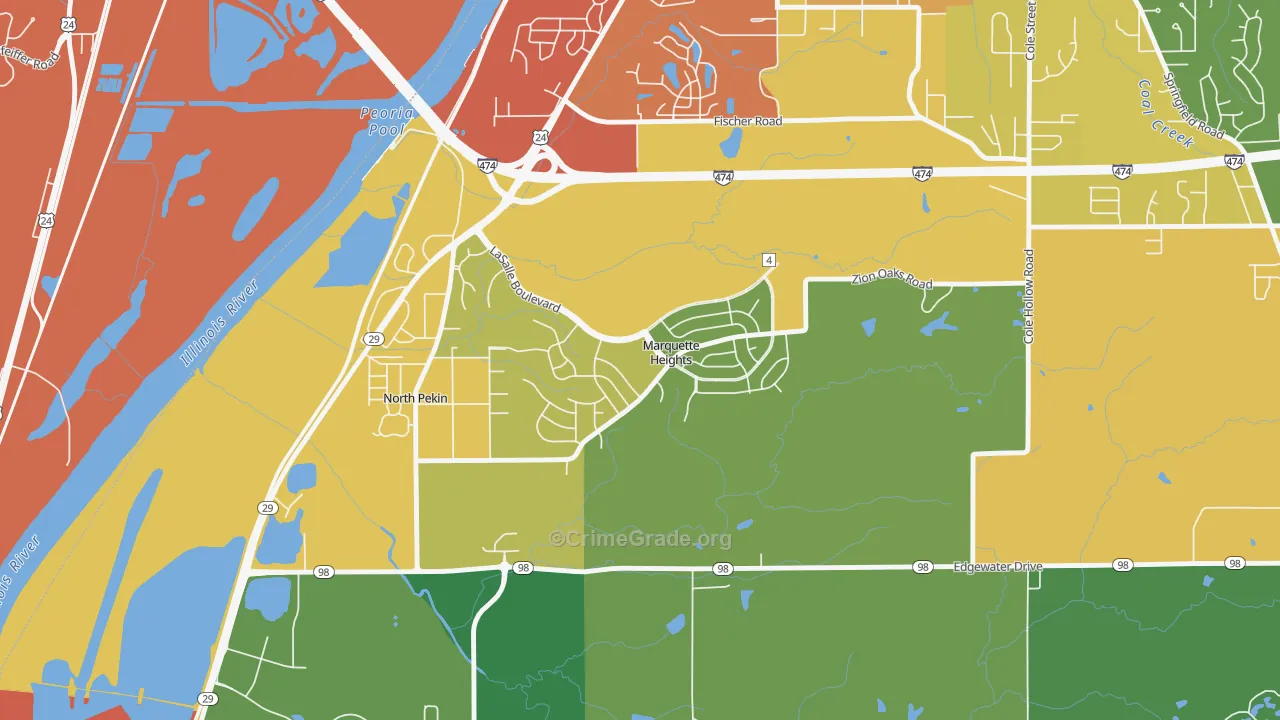 Marquette Heights, IL Map of Burglary Rates