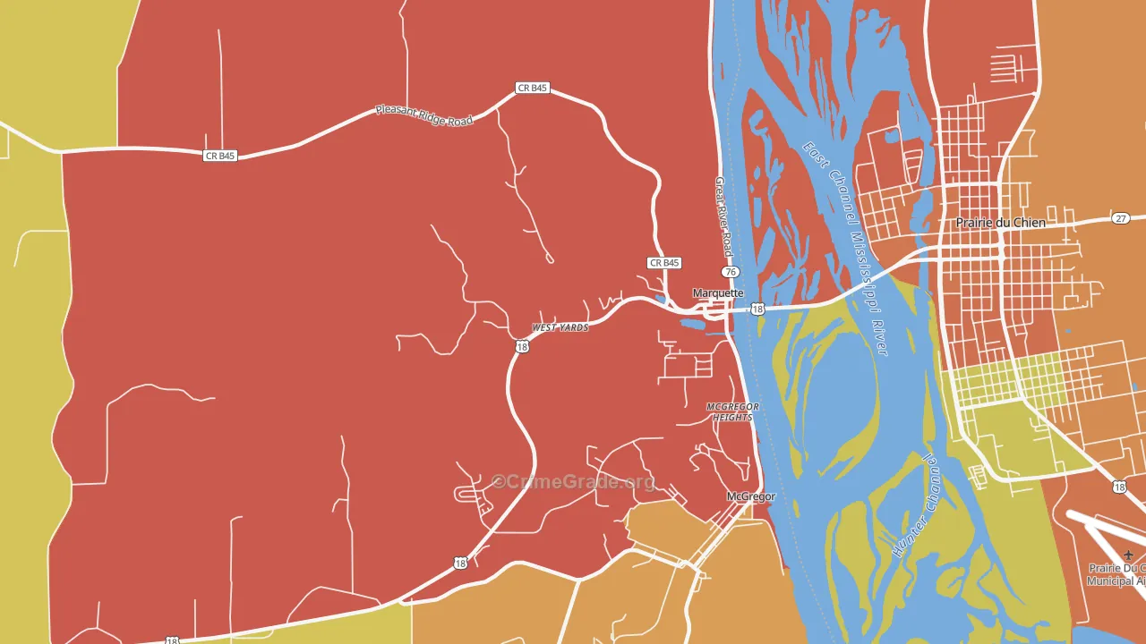 Marquette, IA Map of Burglary Rates