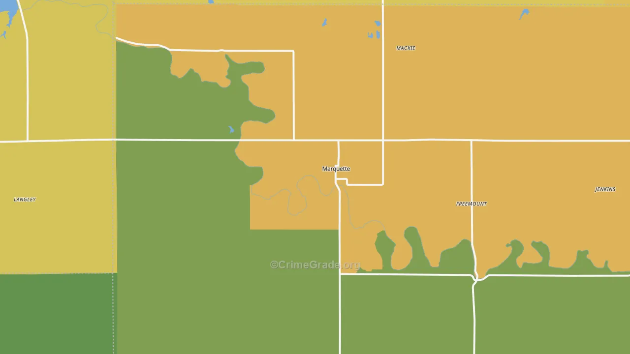 Marquette, KS Map of Burglary Rates