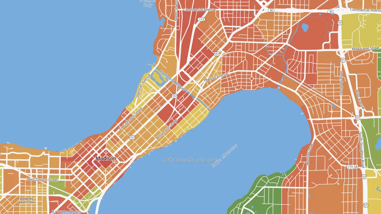 Marquette, Madison, WI Map of Burglary Rates