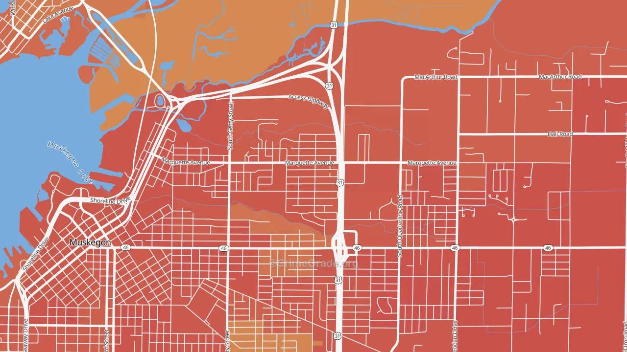 Marquette, Muskegon, MI Map of Burglary Rates
