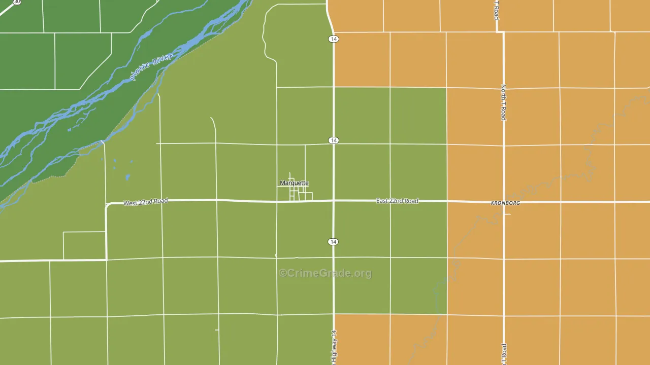 Marquette, NE Map of Burglary Rates