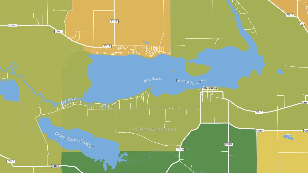 Marquette, WI Map of Burglary Rates