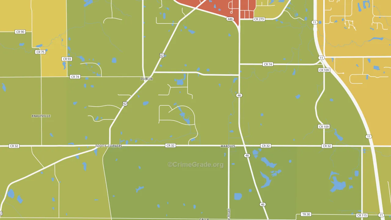 Marquis, OH Map of Burglary Rates