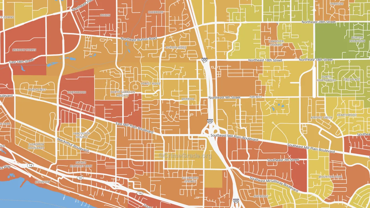 Marrion, Vancouver, WA Map of Burglary Rates