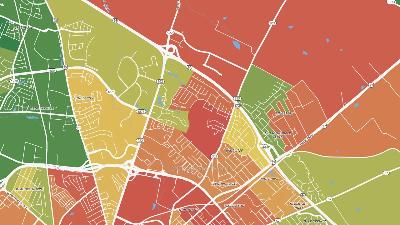 Marriott's Griffin Gate Golf Culb, Lexington, KY Map of Burglary Rates